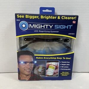 Mighty Sight LED Magnifying Eyewear 160% Magnification Rechargeable Unisex New